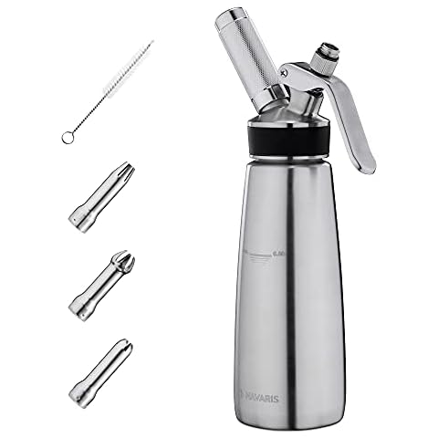 Navaris 500ml Stainless Steel Cream Dispenser Set Cover