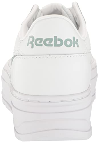 Reebok Women's Club C Double Geo Sneaker, White/Seaside Grey/Silver Metallic, 8.5 US Women