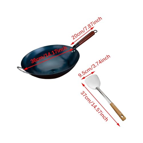 Wok de hierro con mango de madera, 36 cm miniatura 3