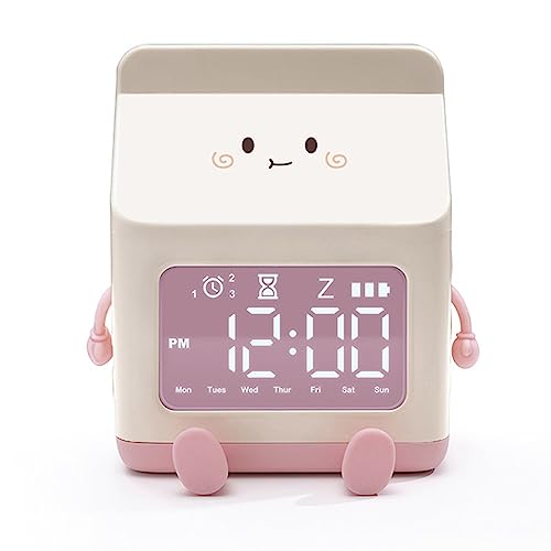 1 PCS Scatola del Latte Sveglia Cartone del Orologio Elettronico A LED rosa