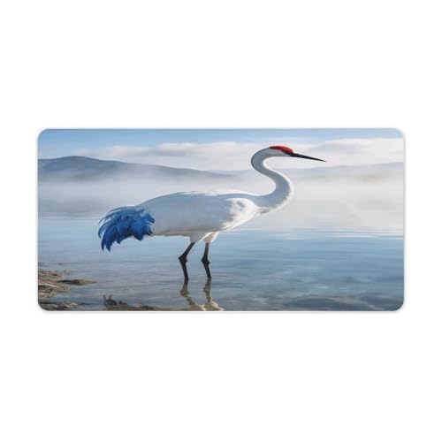 Blue White Crane Desk Pad Waterproof Writing Mouse Pad Large miniatura 1