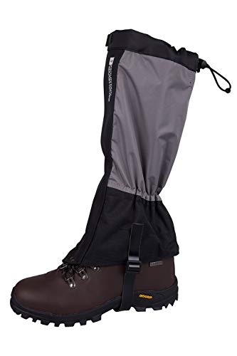 Mountain Warehouse Polainas de la montaña - Polainas Impermeables de los Cargadores Que Caminan, Cubiertas durables de la Pierna, encierro Delantero Seguro Negro Large/X-Large