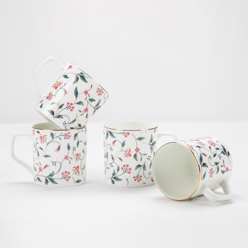 Image of GOLDEN QUEEN'S Tea Cups Set of 6 | Ideal for Everyday Tea and Coffee, Enhancing Your Daily Rituals | Handcrafted & 24K Gold on Rim - Blush & Pink Charm