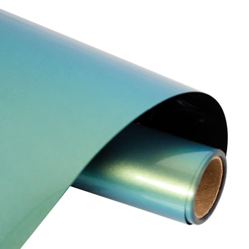Image of FUNKAKA Chameleon HTV Heat Transfer Vinyl Rolls, 12 inch X 9ft Cyan to Green