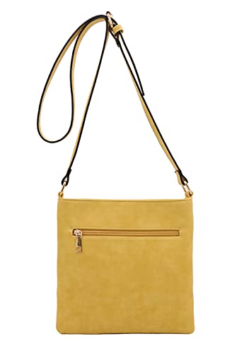 Image of Medium Size Solid Modern Classic Crossbody Bag with Gold Plate