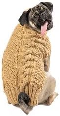 Chilly Dog Alpaca Camel Cableknit Dog Sweater (X-Small)