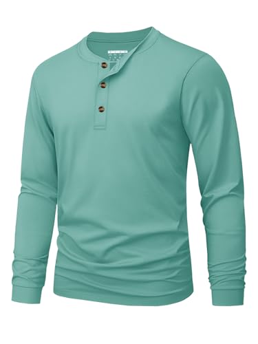 Image of MAGNIVIT Men's Long Sleeve Henley Shirts Cotton 3-Button Spring Casual T-Shirts Solid Color Soft Basic Tops 2026