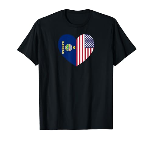 Kansas and American Flags: Americans Honor and Pride Camiseta