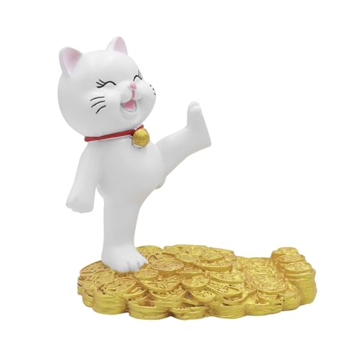 Image of Cute Cat Phone Stand Resin Desktop Cell Phone Holder Kitten Phone Mount Compatible with All Smartphones