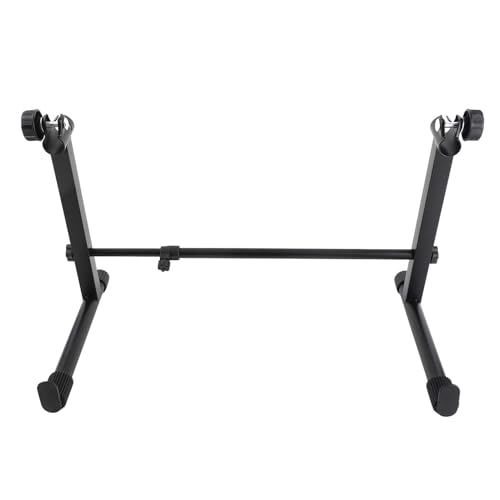 Ymiko Universal X Style Adjustable Electronic Piano Stand Riser Double Tier for Home Studio School Premium Steel Black