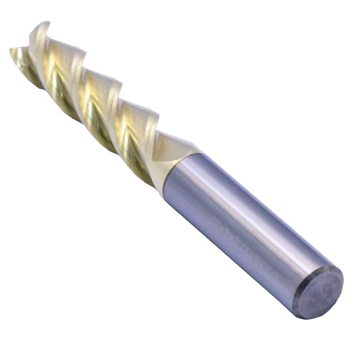 Image of 1 /2 inch 3 Flute Solid Carbide Square End Mill for Aluminum, 4 inch OAL, ZrN Coated | 45 Degree Helix, Long End Mill, 1 /2 inch Cutting Diameter, 1 /2 inch Shank Diameter, 2 inch Length of Cut