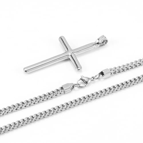 Image of Peora Fancy Cross Pendant with Cuban Chain Fashion Jewellery Gift for Men & Women