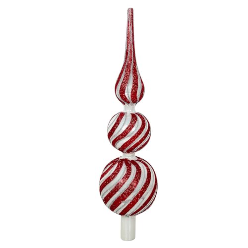 zeitzone Christbaumspitze Candy Echt Glas Weiß Rot Gestreift...