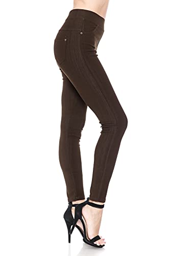Image of Leggings Depot Women's Cotton Blend Stretch Pull-on Jeggings Casual Pants with Pockets (Available in Plus Size)