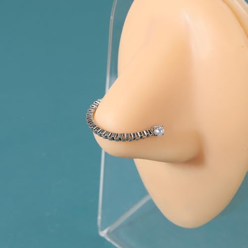 20G Spike Nose Rings Studs with Chains Stainless Steel Spike Nostril Ring Stud Chain Black Rook Corkscrew Ring L-Shaped Nose Piercing Jewelry Nose Piercing Stud Lip Piercing Jewelry Black Silver Gold3