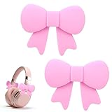 2pcs Pink Bow Decor Headphone Accessories, Adjustable Silicone Headphone Headset Attachment Accessories Charms 3D Cute Earphone Gaming Girly Gamer Decorations Supplies Her Gift Birthday for Women
