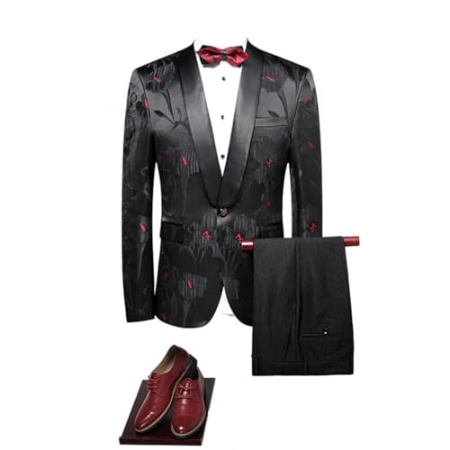 ZHCHAO Schmaler Herren-Bankett-Anzug, koreanische Version, zweiteilig, Übergröße, Anzugjacke, Bräutigam, Hochzeitskleid