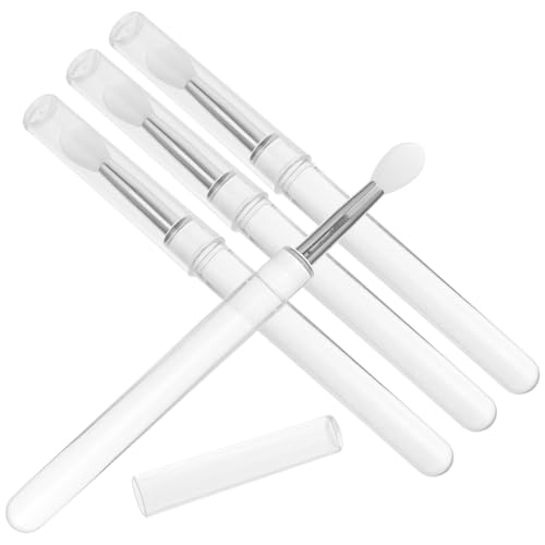 Healvian 4 piezas Aplicadores Portátiles de Silicona para Labios con Tapa Pinceles para Maquillaje de Labios y Sombras Duraderos y Fáciles de Transportar para Uso Diario