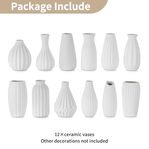 Vase blanc céramique Nuptio : lot de 12 petits vases fleurs