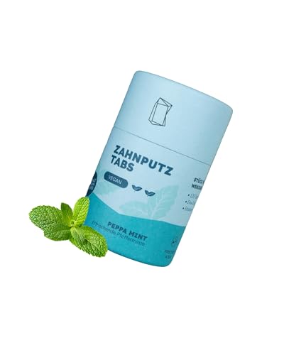 Zahnputztabletten Peppa Mint - Natürliche Zahnpflege mit Fluorid - Vegan & Plastikfrei - 125 Stück
