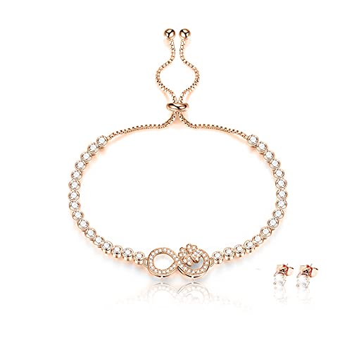 Eira Wen ® Schmuckset mit Armreif und Ohrringen in Roségold Cover