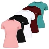 SPORTRETCH Pack de 5 Playeras Deportivas para Mujer - Confort y Estilo - Ideal para Gimnasio, Running, Yoga y Todo Tipo de...