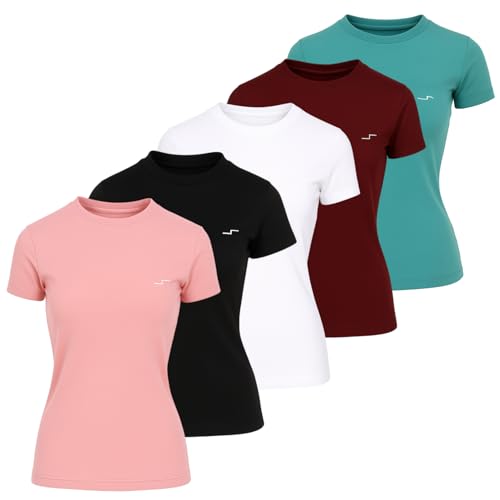La mejor comparación de Ropa de Balonmano para Mujer - 5 favoritos. 48 SPORTRETCH Pack de 5 Playeras Deportivas para Mujer - Confort y Estilo - Ideal para Gimnasio, Running, Yoga y Todo Tipo de Ejercicio - Blusa Deportiva
