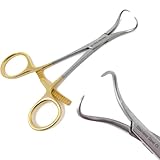 A2Z Scilab Premium Quality Bone Reduction Bone Holding Orthopedic Forceps 5.5' Curved Pointed Tips & Long Ratchet - Surgical Instruments - Made of Stainless Steel - Comes with Non Slip Gold Handle