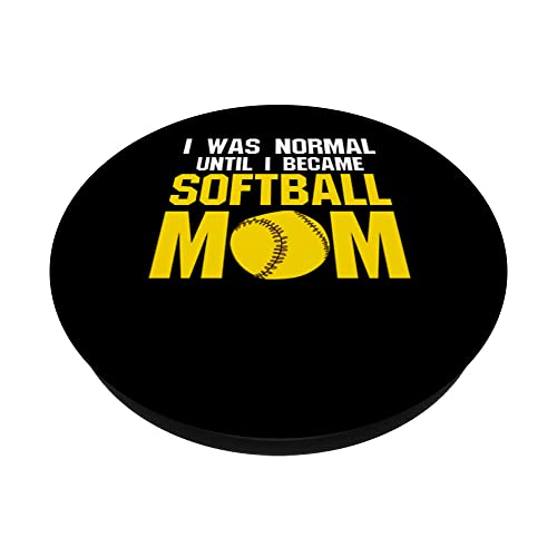 I was normal until softball mom softball mom softball player PopSockets Swappable PopGrip, Black - Image 2