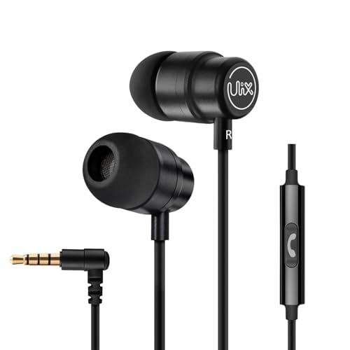 UliX Rider Wired Earbuds in-Ear Headphones, Earphones with Microphone, 5 Years Warranty, with Anti-Tangle Cable, Ear Buds for iPhone, iPad, Samsung, School Students, Kids, Women, Small Ears