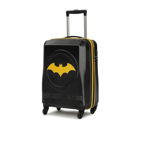 Image of YAYAVAR Batman Trolley Suitcase - 40L, Cabin Luggage with 8 Spinner Wheel, Hard Shell Polycarbonate Suitcase, Number Lock, Water Resistant, Luggage Bag for Travel (Black & Yellow, 55cm, Small)