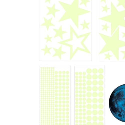Set de 5 adhesivos luminosos de pared estrellas y luna miniatura 2