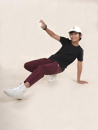 Image of Boys Cotton Elastane Full Length Solid Cargo Pant