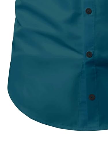 Image of BABIRUSA Men's Cotton Blend Shirt with Solid Bottom Down Long Sleeve Spread Collared Neck Regular Fit and Standard Length | Shirt for Man