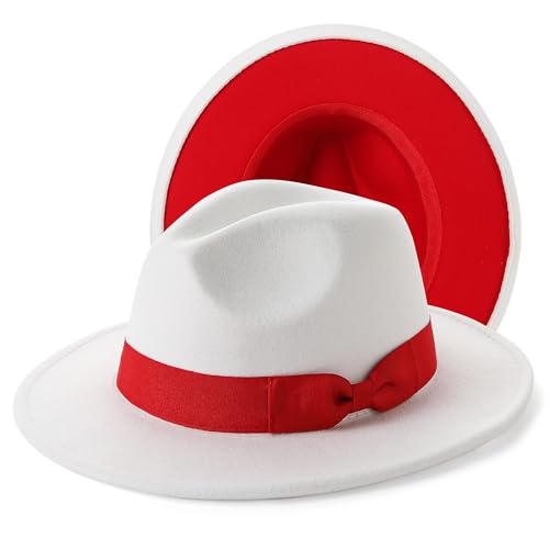 Image of BABEYOND 1920s Fedora Hat for Men Gatsby Wide Brim Fedora Hat Felt Panama Cap with Band for Women Men