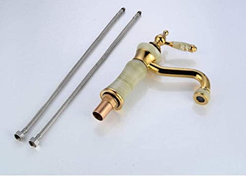 Robinet lavabo en marbre résistant et cuivre doré pour vasque - 7