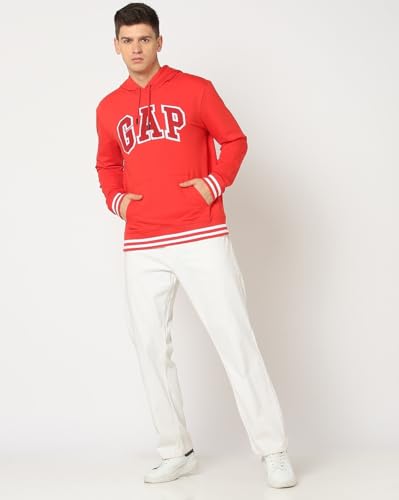 Image of Gap Men Regular Fit Logo Print Full Sleevesd Cotton Hoodie