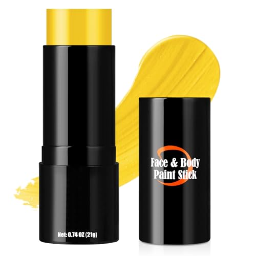 Drawdart Yellow Face Body Paint Stick Washable Yellow Eye Black Stick Non-toxic Full-coverage Cream Face Paint for Halloween SFX Lion Tiger Minions Stage Cosplay Costume Party