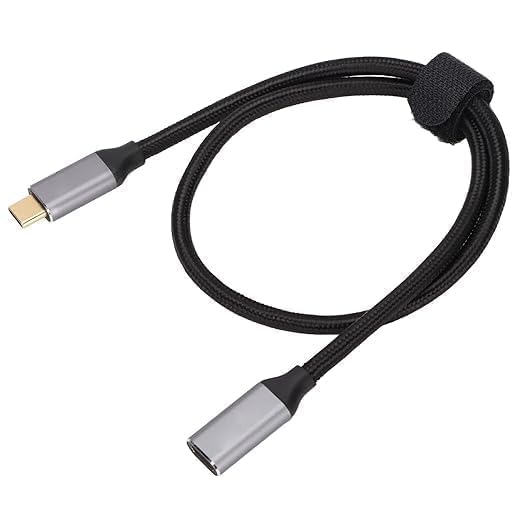 WeFly Type C Extension Cable(Gen 2/10Gbps) 50CM Nylon Braided Usb 3.2 Type C Male To Female Extension Cable Support 4K Video Pd 100W/5A Chargingfor Mcbook Pro/Air/M1 Ipad Pro,De ll,Black-image-8
