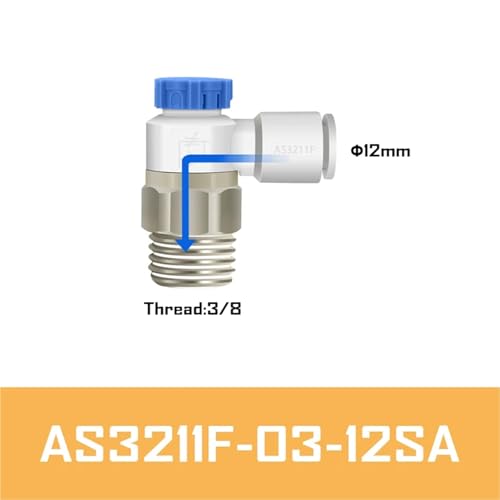 Conector neumático AS3211F y regulador de velocidad de rosca para aire comprimido 3