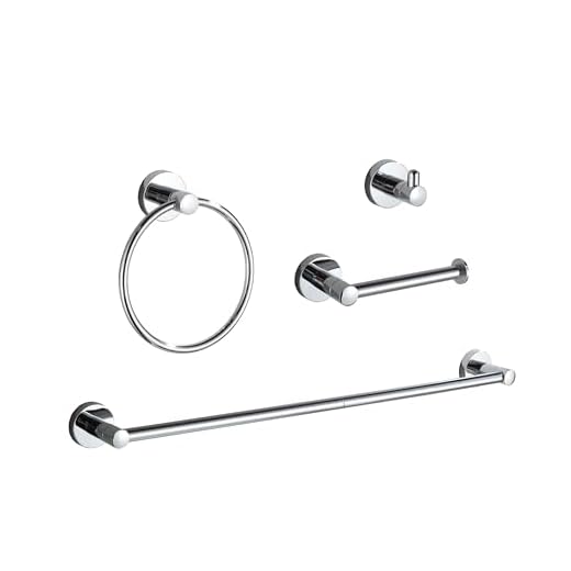 BGL Bathroom Hardware Set Chrome 4-Pieces Bathroom Towel Rack 24 Inches Adjustable Bathroom Accessories Set