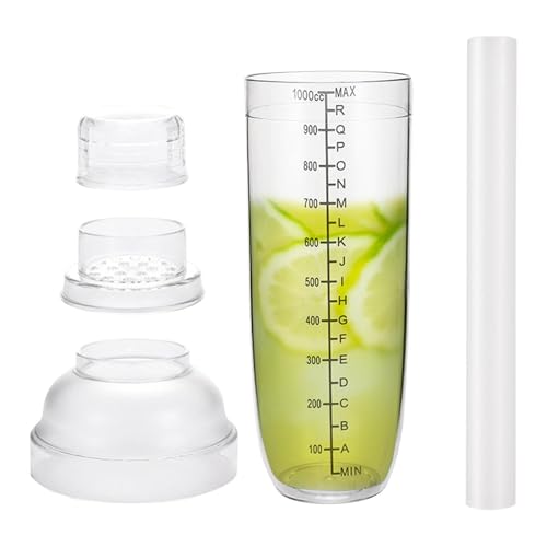 Coctelera transparente – Coctelera | Mezclador de bebidas de mano Taza de té con herramienta de barra de de limón transparente | Mezclador de bebidas de cóctel con marcas | Mezclador de