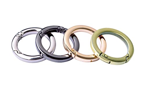Image of 4pcs Round Carabiner Metal Spring Key Ring,Spring Snap Hooks Clip,Spring Keyring Buckle,Flat O Ring for Purses BBC40-32-Brushed Brass
