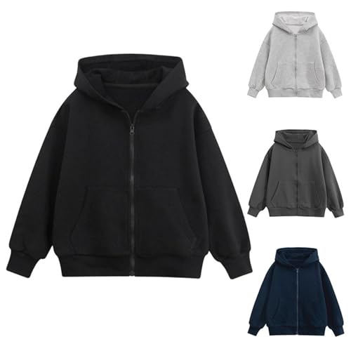 Zip Up Hoodies Solid Color Pocket Hooded Jackets Long Sleeve Drop Shoulder Outerwear Casual Lightweight Sweatshirts