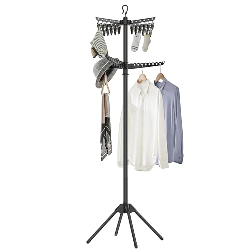 SONGMICS 72-Inch 2-Tier Drying Rack with 3 Rotatable Arms