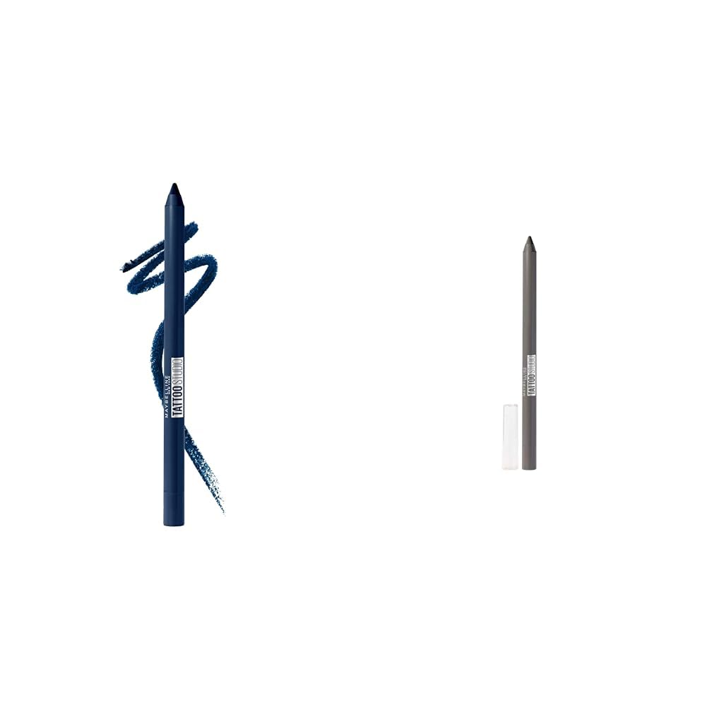 MAYBELLINE TattooStudio Long-Lasting Sharpenable Eyeliner Pencil Bundle with Striking Navy and Intense Charcoal 1 Count Each