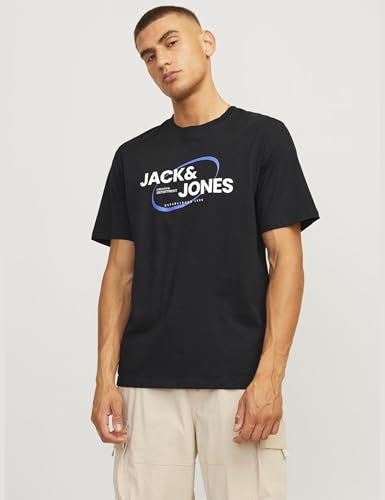 JACK & JONES Herren Shirt Kurzarmshirt T-Shirt Branding Tee Crew Neck, Farbe:Schwarz, Artikel:12267380-black, Größe:S – Ansicht 2