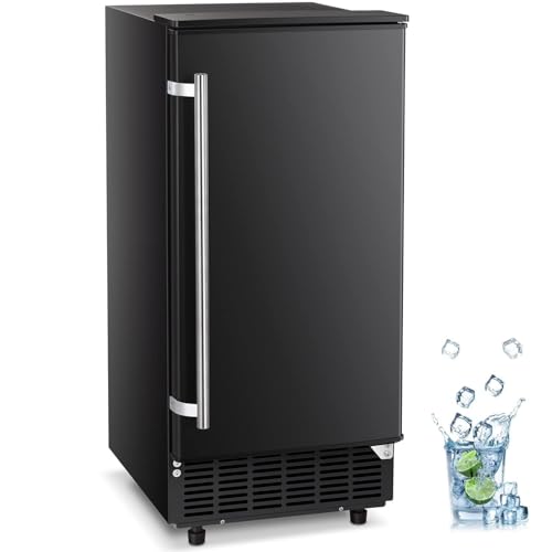 Image of Kismile Under Counter Ice Maker, 80 lbs /Day, 40 Cubes in 15 Mins, Black | Built-In Drain Pump, 24H Timer, Self-Cleaning, 3 Ice Thicknesses and LCD Control for Bars, Cafes, Restaurants and Office Use