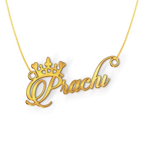 Image of Prachi Cursive Gold & Silver Name Pendant Necklace, Best Jewelry Gift for Girls.