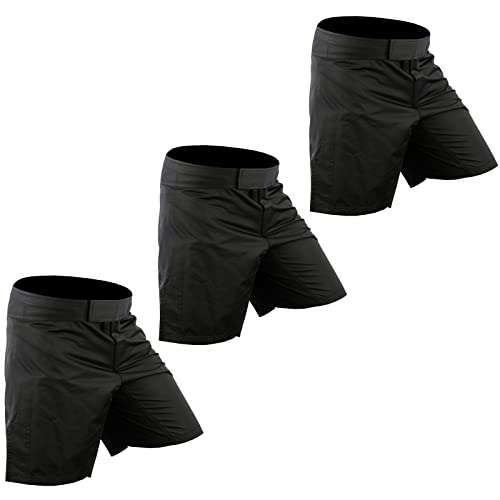 Roar 2,3 Pack MMA Grappling Kickboxing BJJ Shorts MMA Muay Thai Fight Shorts No Gi Workout Athletic Shorts (Pack of 3 (Black), X-Large)
